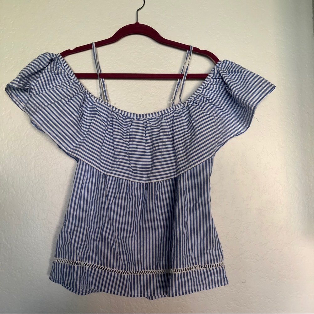 Style Envy striped off the shoulder peasant shirt